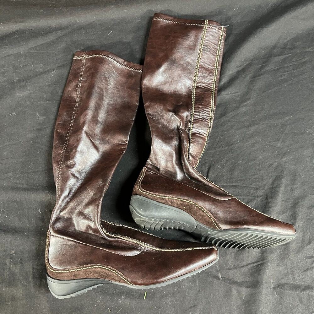 Vintage Paul Green Square Toe Leather Boots size 3.5